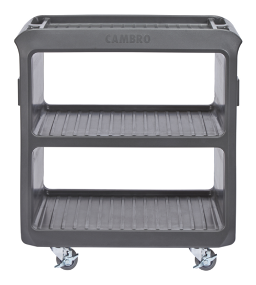 Cambro SC225S110 31.25" W x 34" H x 18" D Black Polyethylene 3 Solid Shelves Service Cart Pro