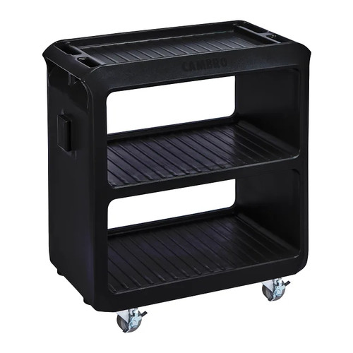Cambro SC225S110 31.25" W x 34" H x 18" D Black Polyethylene 3 Solid Shelves Service Cart Pro