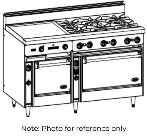 Jade JBR-10-2436C Bistro 60" W Stainless Steel Liquid Propane Manual Restaurant Range - 360,000 BTU