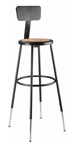 National Public Seating 6230HB-10 43.5" H Brown Round Wood Seat Heavy Duty Steel Stool with Black Backrest