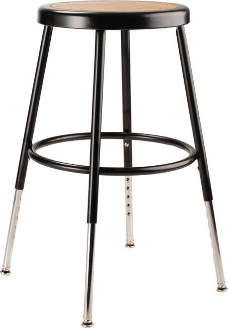 National Public Seating 6218H-10 26.5" H Brown Round Metal Seat Black Frame Heavy Duty Steel Stool