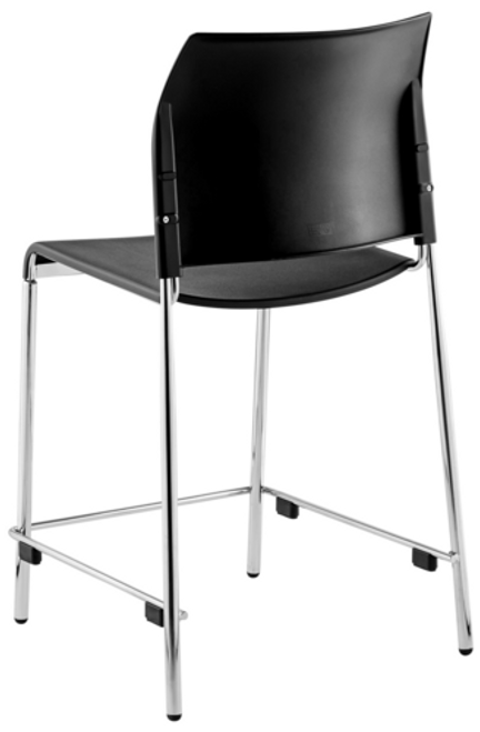 National Public Seating 8810C-11-10 8800 Series 24" H Black Polypropylene Seat and Chrome Frame Cafetorium Bar Stool with Back