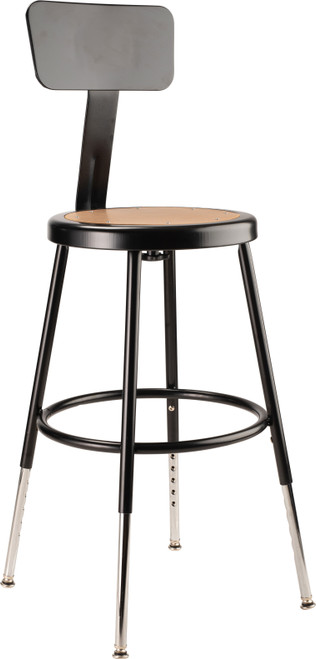 National Public Seating 6218HB-10 41.5" H Brown Round Wood Seat Heavy Duty Steel Stool with Black Backrest