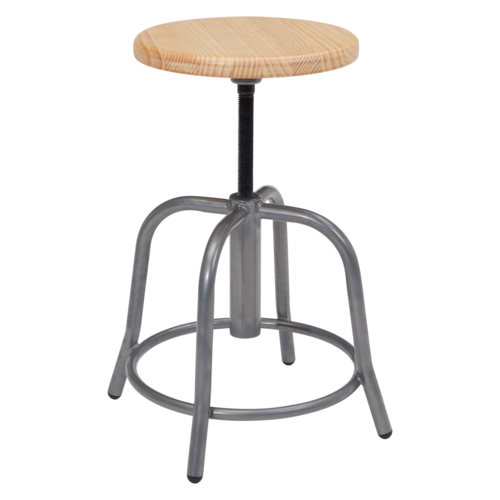 National Public Seating 6800W-02 6800 Series 25" H Brown Metal Seat and Gray Frame Swivel Designer Stool