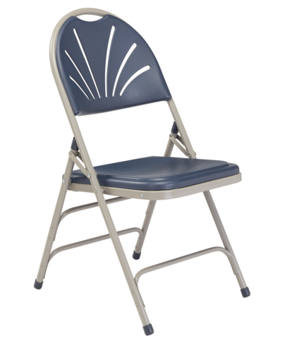 National Public Seating 1115 1100 Series 18.5" W Dark Blue Plastic Deluxe Fan Back Folding Chair