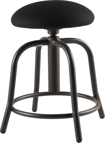 National Public Seating 6810S-10 6800 Series 25" H Soft Black Fabric Padded Seat and Black Frame Swivel Designer Stool