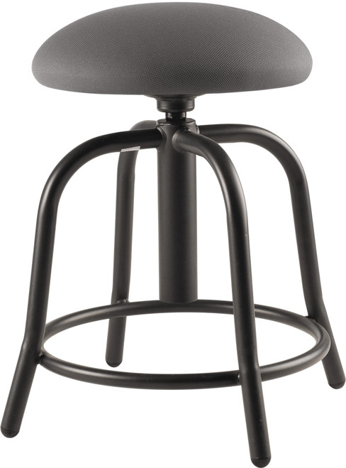 National Public Seating 6820S-10 6800 Series 25" H Charcoal Fabric Padded Seat and Black Frame Swivel Designer Stool