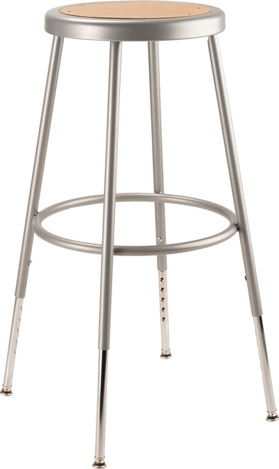 National Public Seating 6224H 32.5" H Brown Round Metal Seat Gray Frame Heavy Duty Steel Stool