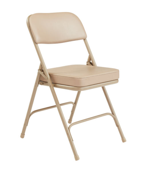 National Public Seating 3201 3200 Series 18.75" W Beige Vinyl Premium Upholstered Folding Chair