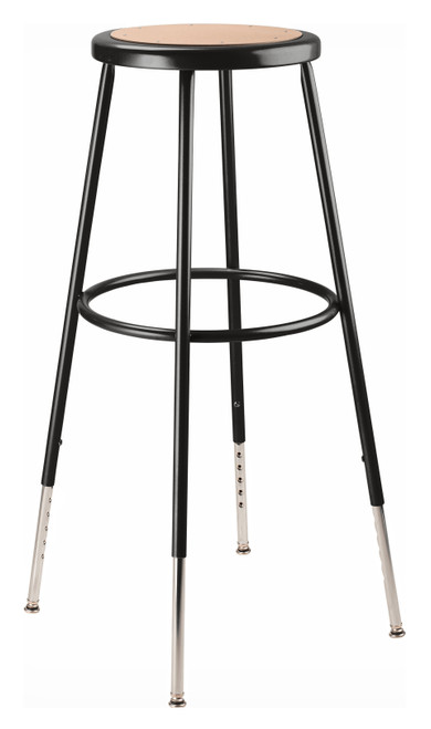 National Public Seating 6230H-10 38.5" H Brown Round Metal Seat Black Frame Heavy Duty Steel Stool