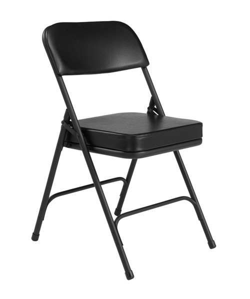 National Public Seating 3210 3200 Series 18.75" W Black Vinyl Premium Upholstered Folding Chair