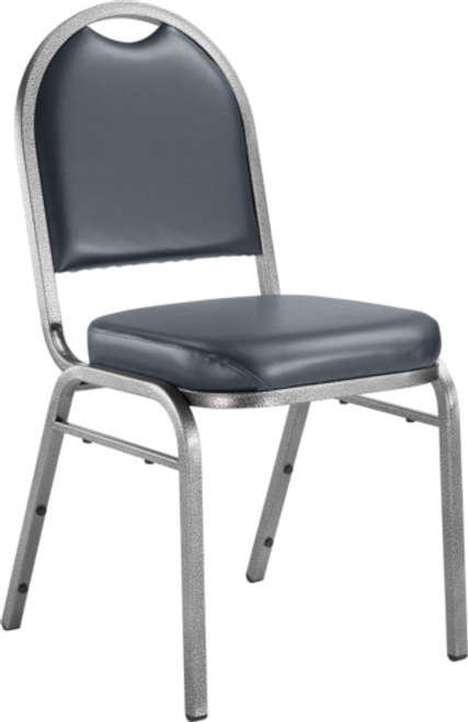National Public Seating 9204-SV 9200 Series 17.75" W Blue Seat and Silvervein Frame Fabric Upholstered Premium Stack Chair