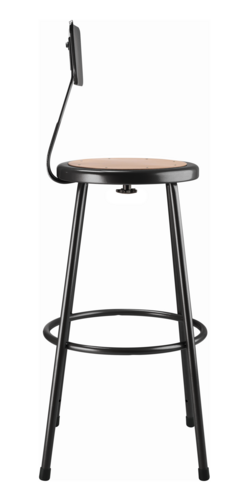 National Public Seating 6230B-10 45" H Brown Round Wood Seat Heavy Duty Steel Stool with Black Backrest