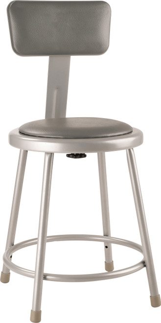 National Public Seating 6418B 33" H Gray Round Heavy Duty Vinyl Padded Steel Stool with Backrest
