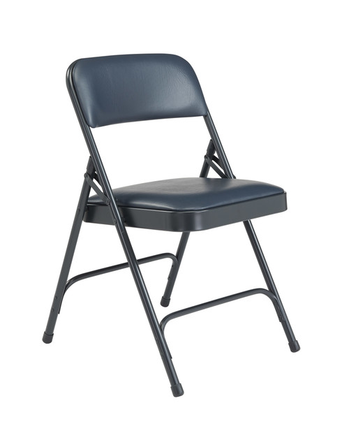 National Public Seating 1204 1200 Series 18.75" W Blue Premium Vinyl Upholstered Folding Chair