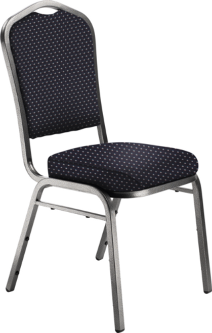 National Public Seating 9364-SV 9300 Series 17.75" W Diamond Navy Seat and Silvervein Frame Delux Stack Chair