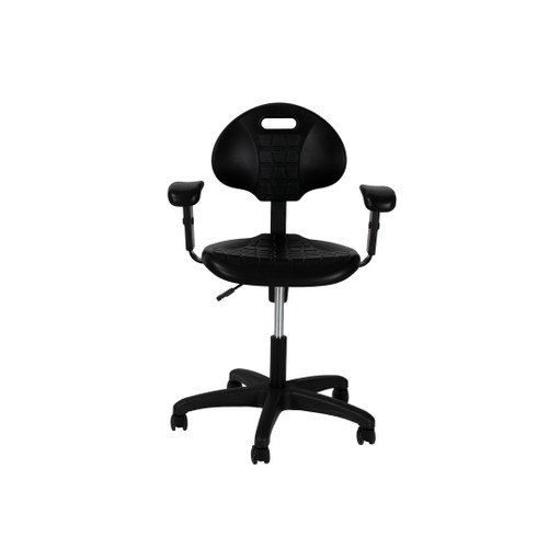National Public Seating 6716HB-A 6700 Series 37" H Black Polyurethane Kangaroo Task Chair with Arms
