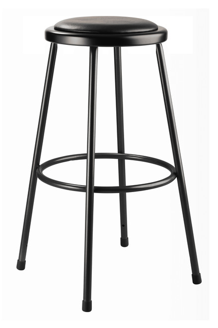 National Public Seating 6430-10 30" H Black Round Vinyl Padded Steel Stool