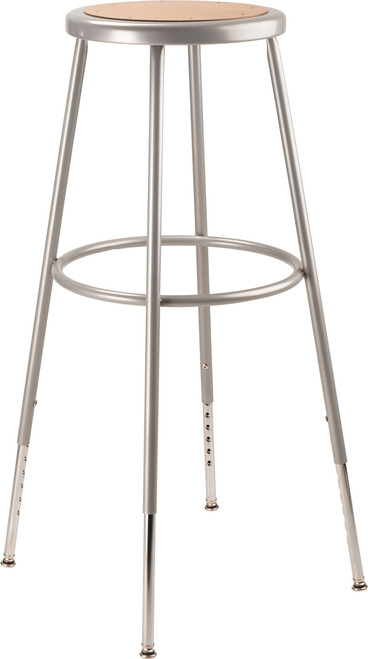 National Public Seating 6230H 38.5" H Brown Round Metal Seat Gray Frame Heavy Duty Steel Stool