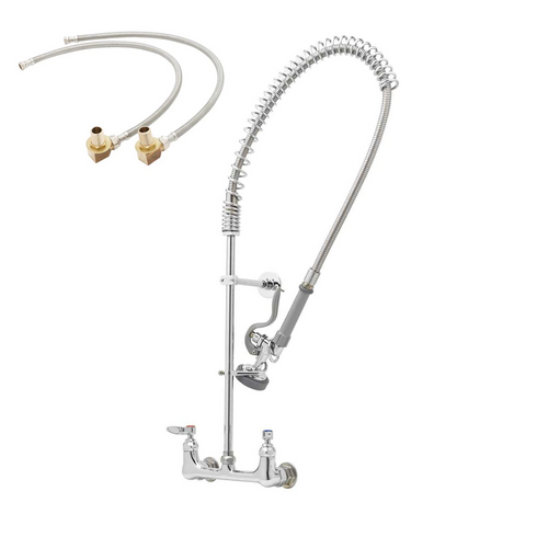 T&S Brass B-0133-B-KIT 8" Wall Mount Mixing Faucet Add-On Faucet 1.15 GPM EasyInstall Pre-Rinse Unit