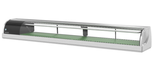 Hoshizaki HNC-210BA-L-SLH 82.7" W Curved Glass Countertop Refrigerated Sushi Display Case - 115 Volts, Left Side Compressor