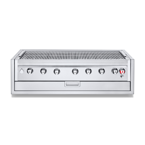 Crown Verity IBI48-GO-NG Infinite Series Natural Gas 55.72" W 7 Burners Stainless Steel Built-In Outdoor Charbroiler Grill - 107,000 BTU