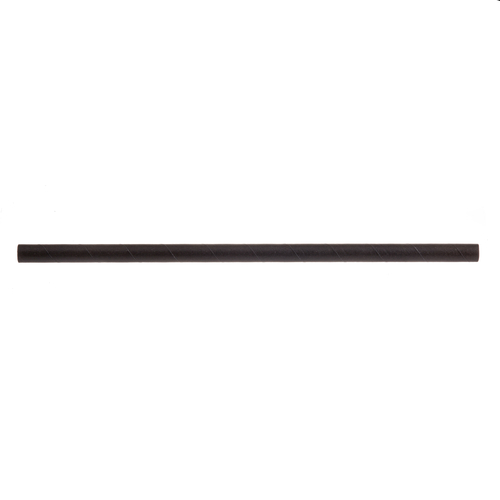 TableCraft Products 700133 7 3/4" L 8mm Thick Individually Wrapped Paper Solid Black Straws