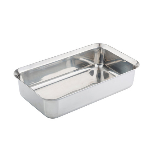 TableCraft Products 123503 18" x 11" x 4" D 11 1/4 Qt. Full Size Without Handles Induction Aluminum Core Mirror Finish Tri-Ply Serving Pan