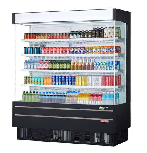 Turbo Air TOM-75SEW(B)-N 32.2 Cu. Ft. Full-Height 8 Shelves Vertical Air Curtain Open Display Merchandiser - 220 Volts