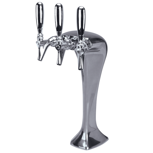 Micro Matic MM1093K 16.88" H Glycol-Cooled (3) Faucet Polished Stainless Steel Finish Countertop Cobra Draft Beer Tower