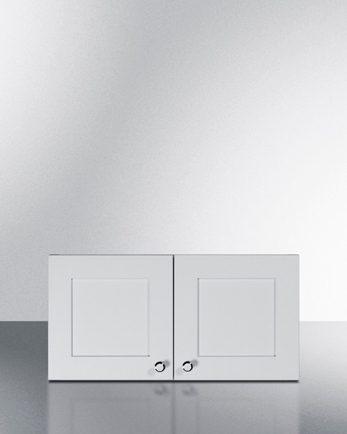 Summit CABWH2412 24" W x 12" H Clean White Seamless Plywood Box 6-Way Adjustable Hinging French Door Wall Cabinet