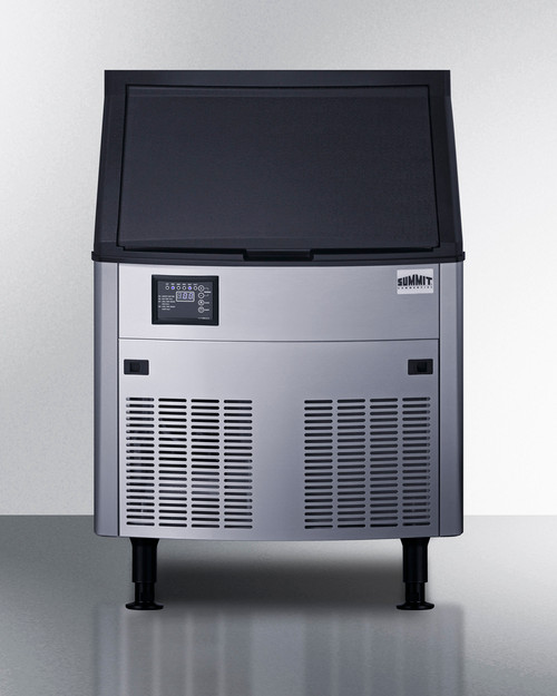 Summit BIM210 26" W Stainless Steel Air-Cooled Commercial Clear Full Size Cube Ice Machine with Bin - 115 Volts