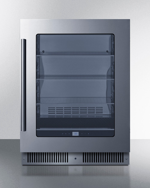 Summit CL24BV1 23.38" W Stainless Steel Built-In or Freestanding Glass Door Undercounter Beverage Center - 115 Volts