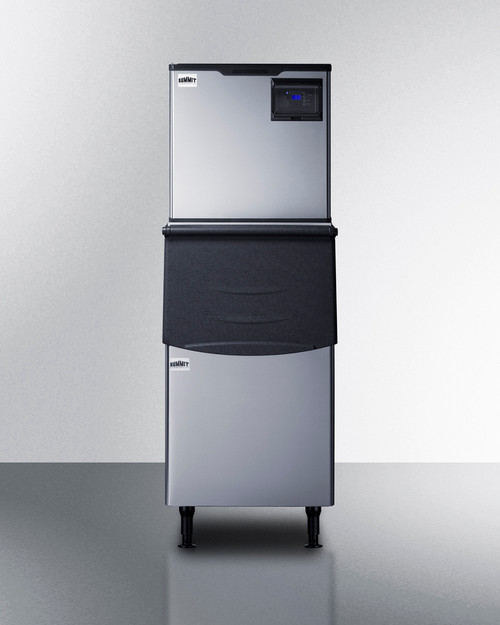 Summit BIM352KBIN 23.25" W Black Stainless Steel Air-Cooled Commercial Clear Full Size Cube Ice Machine with Stainless Steel Bin - 115 Volts