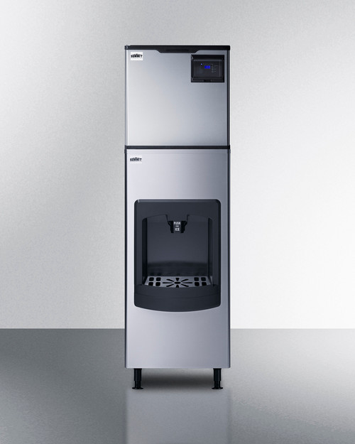 Summit BIM350KDISP 23.25" W Black Stainless Steel Air-Cooled Commercial Clear Full Size Cube Ice Machine with Ice Dispenser - 115 Volts