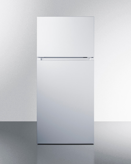 Summit FF18W 18 Cu. Ft. White Finish Stainless Steel 2 Doors Top-Mount Refrigerator-Freezer - 115 Volts