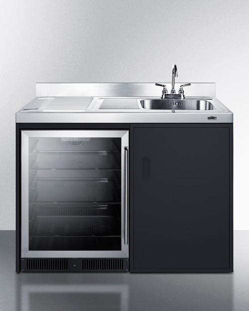 Summit CK48NCSINKR 47.25" W Black Right Door Swing Cabinet All-In-One Kitchenette - 115 Volts
