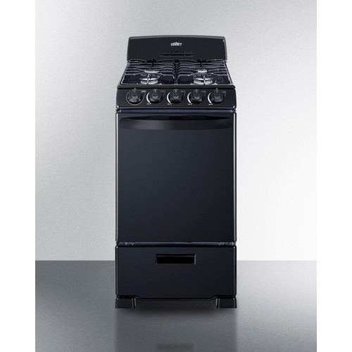 Summit RG201B 19.5" W Jet Black Sealed Burners Gas Range - 36,000 BTU