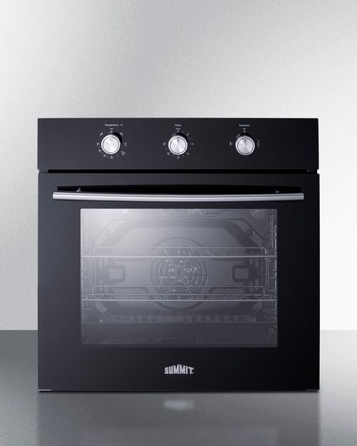 Summit SGW241BK 23.5" W Glass Black Door 2 Deck Natural Gas Built-In Wall Oven - 115 Volts