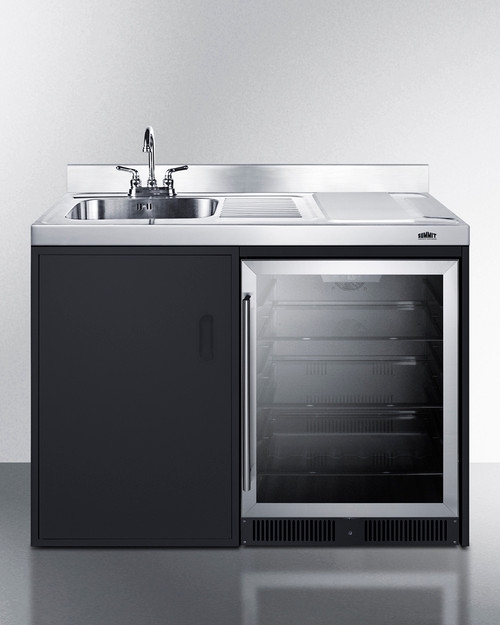 Summit CK48NCSINKL 47.25" W Black Left Door Swing Cabinet All-In-One Kitchenette - 115 Volts