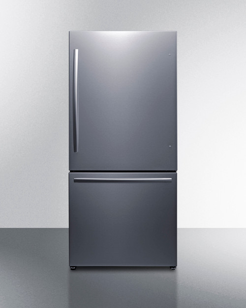 Summit FFBF179SSIM 17.2 Cu. Ft. Gray Cabinet Stainless Steel 2 Doors Bottom Mount Refrigerator-Freezer - 115 Volts