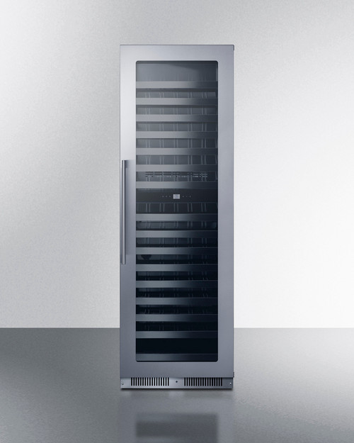 Summit SDHWC98 23.5" W Stainless Steel Built-In Dual Zone Shallow Depth Wine Cellar with a 98-Bottle Capacity - 115V