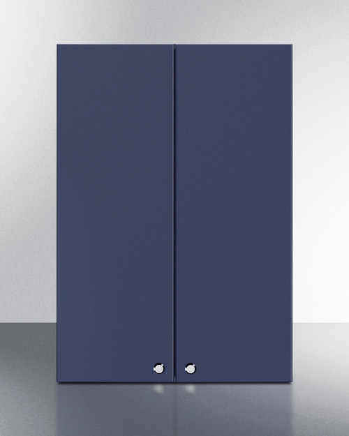 Summit CABMN2130 21" W x 30" H Midnight Navy Seamless Plywood Box 6-Way Adjustable Hinging French Door Wall Cabinet