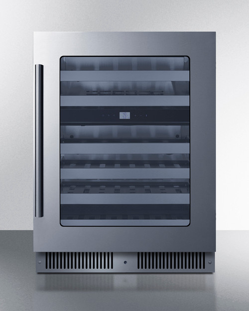 Summit CL244WC2 23.38" W Stainless Steel Built-In or Freestanding Undercounter Dual Zone Wine Cellar - 115 Volts
