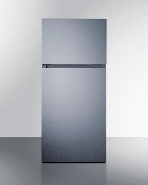 Summit FF18SS 18 Cu. Ft. Gray Cabinet Stainless Steel 2 Doors Top-Mount Refrigerator-Freezer - 115 Volts