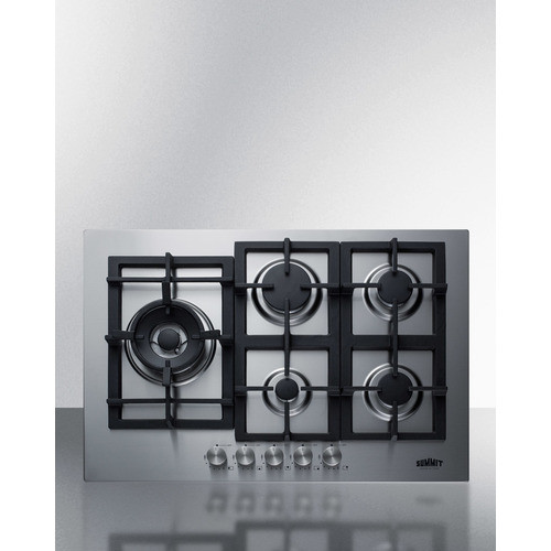 Summit GCJ5SS 29.5" W 5 Burner Stainless Steel Gas Cooktop - 38,100 BTU