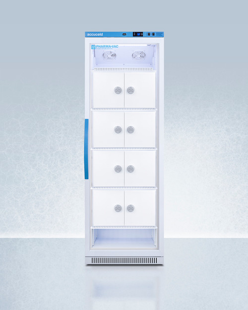 Summit ARG15PVLOCKER Accucold Pharma-Vac Series 23.38" W White Glass Door Upright Medical All-Refrigerator - 115 Volts