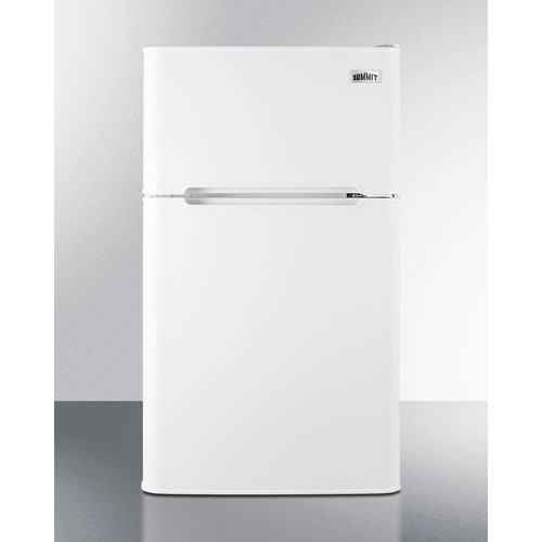 Summit CP34W 3.2 Cu. Ft. White Stainless Steel 2-Door Design Compact Refrigerator-Freezer - 115 Volts