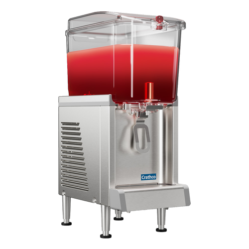 Crathco-UNIC CS-1D-16-290 Simplicity Series 10.5" W Stainless Steel Base with 1 (4.75 Gal.) Clear Plastic Bowl Electric Bubbler Pre-Mix Cold Beverage Dispenser - 120 Volts