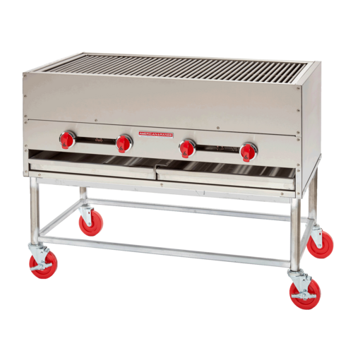 American Range AR-CCB-4836 36" D Stainless Steel Liquid Propane Floor Model Horizontal Chicken Broiler Unit and Stand with 6" Adjustable Legs - 160,000 BTU
